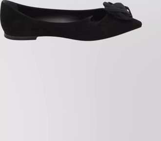 Roger Vivier suede leather rose-detail pointed-toe ballerina shoes