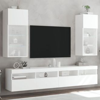vidaXL Vidaxl - Mobili Porta tv con Luci led 2 pz Bianchi 40,5x30x90 cm