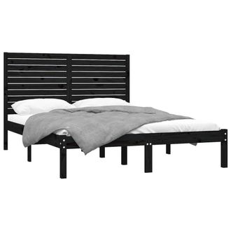 Berkfield Home Beautiful Bed Frame Black Solid Wood 150x200 cm King Size