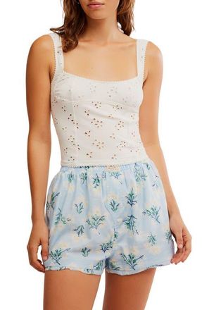 Free People Full Bloom Eyelet Knit Camisole in Ivory at Nordstrom, Size X-Large
