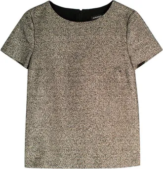 Chanel Metallic Gold Tweed Top Size S