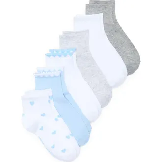 Steve Madden Assorted 6-Pack Heart & Scalloped Quarter Socks in White Multi at Nordstrom Rack, Size 9/11