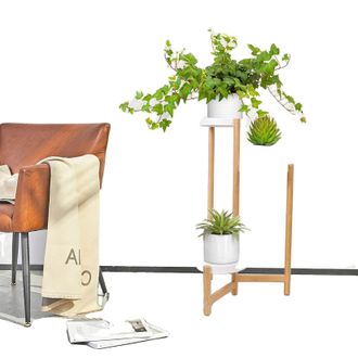 OEM Soporte Para Plantas De Bamb&uacute;, Dise&ntilde;o De 3 Niveles, Uso Multifuncional, Color Dorado
