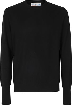 Ballantyne Black Crew Neck Ribbed Cashmere Sweater
