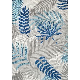 Jonathan Y Designs Tropics Palm Leaves Indoor/Outdoor Rug in Gray/blue at Nordstrom, Size 4Ft 0In X 6Ft 0In