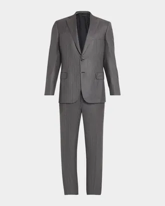 Brioni Men & apos;s Tonal Herringbone Wool-Silk Two-Piece Suit