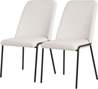 ML Design Ml-design Juego De 2x Sillas De Comedor Beige De Poli&eacute;ster Tapizado Con Patas De Metal Asiento Acolchado Con Respaldo Dise&ntilde;o Atemporal Mueble Ergon&oacute;mi