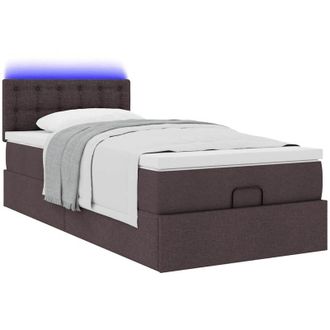 vidaXL Cama Otomana Con Colch&oacute;n Marr&oacute;n Oscuro 100x200 Cm Tela Vidaxl