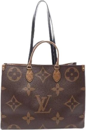 Louis Vuitton Pre-owned On The Go GM Monogram Giant Monogram Reverse 2way Tote Bag - Dames - Vintage Shopper - Bruin - ONE Size - Leer - Vintage