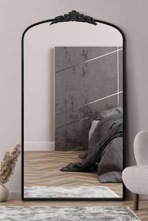 MirrorOutlet Black Metal Framed Arched Wall Mirror 68 X 38 (174CM X 96CM) | Size: 1 Pack
