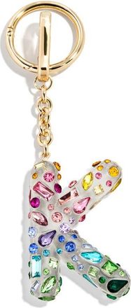 BaubleBar Crystal Initial Key Ring Bag Charm in Clear Multi - K at Nordstrom