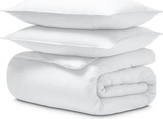 Bare Home Organic Cotton Jersey Duvet Cover & Pillowsham Set in White at Nordstrom, Size King