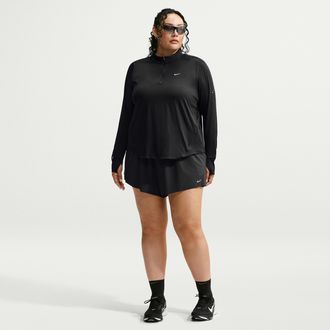 Nike Womens Swift Dri-FIT Mid-Rise 2-in-1 Running Shorts (Plus Size) in Black | HQ8755-010