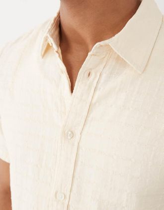 Blend Camicia vestibilit&agrave; classica in seersucker di 100% cotone color sabbia candeggiato-Neutro