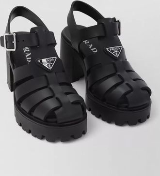 Prada sandals buckle detail chunky sole open toe