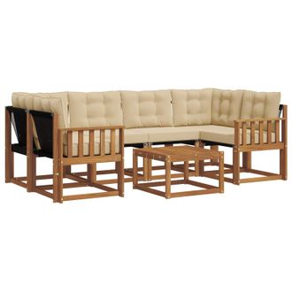 vidaXL Conjunto De Sof&aacute;s De Exterior Con Coj&iacute;n 7 Pcs Natural Y Beige Vidaxl