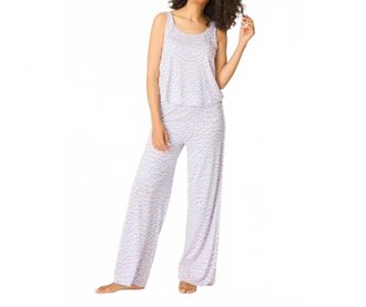PJ Salvage Animal Lover Leopard Print Tank Top And Pants Set In Bluebird