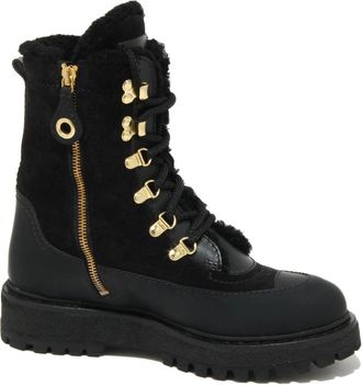 Car Shoe Eco Fur Enkellaars - Dames - Veterlaarzen - Zwart - 36 EU - Schoenen