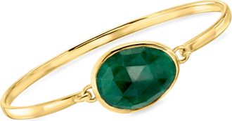 Ross-Simons Emerald Bangle Bracelet in 18kt Gold Over Sterling