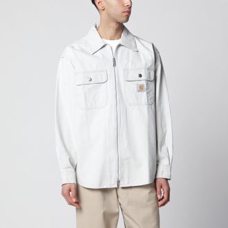 Carhartt Work in Progress Giacca camicia Mercer a righe in cotone bianca