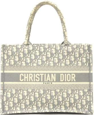 Dior Gray Yellow Canvas Handbag Tote Bag (Pre-Owned)