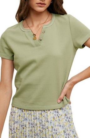 Wishlist Mini Waffle Knit Henley Tee in S.olive at Nordstrom Rack, Size Medium