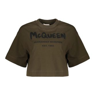 Alexander McQueen Mujer, Camisetas, Verde, Talla: S