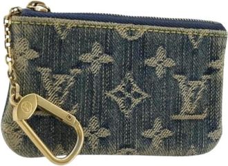 Louis Vuitton Pre-owned Wallets, female, Blue, Size: ONE SIZE Pre-owned Vintage Monogram Denim Canvas Coin Purse