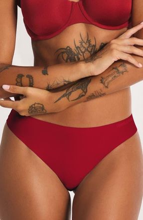 Savage x Fenty Microfiber No-Show Thong in Red Cognac at Nordstrom, Size X-Small