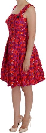 Dolce & Gabbana Womens Pink Patterned A-Line Above Knees Dress Polyester