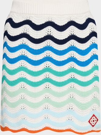Casablanca Wavy Crochet Knit Mini Skirt
