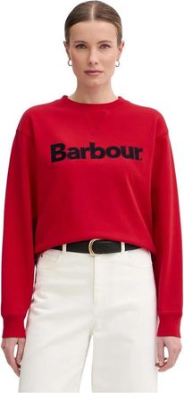Barbour Hartland Logo Sweatshirt - Dames - Sweatshirts - Rood - M - Katoen - Hoodies & sweatvesten