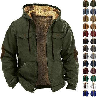 Generic Winter Fleece Jacket Mens Warm Mens Fleece Jackets Full Zip Thermal Cotton Winter Jackets For Men With Drawstring Plain Coat With Pockets