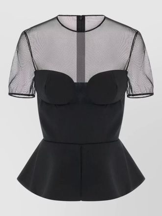 Nensi Dojaka structured bustier top sheer mesh yoke