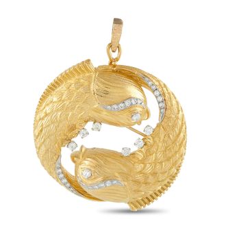 David Webb 18K Yellow Gold 1.50ct Diamond Pendant Fish Brooch DW19-040726