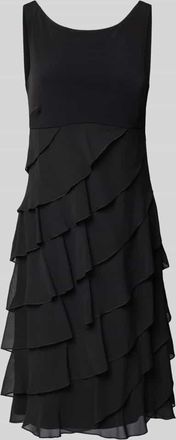 Swing Knielanges Cocktailkleid mit Volants in Black, Größe 32