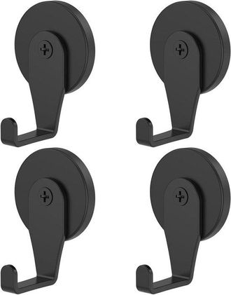 OEM Juego De Ganchos Magn&eacute;ticos - Ganchos Resistentes - Organizador De Espacio - Revestimiento De Goma - 4 Piezas, 5 Kg - Negro