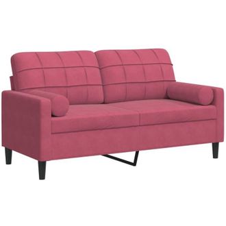 vidaXL Sof&aacute; De 2 Plazas Con Cojines Terciopelo Rojo Tinto 140 Cm Vidaxl