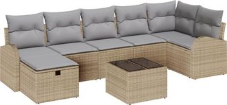 vidaXL Sofa Set with Cushion Manual Beige and Light Grey Poly Rattan vidaXL