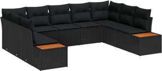 vidaXL Garden Sofa Set with Cushion 5 pcs Black Poly Rattan vidaXL