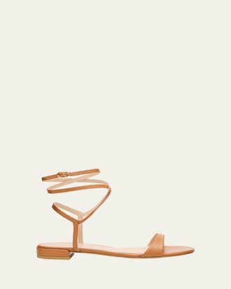 Stuart Weitzman Nudist Leather Ankle-Wrap Sandals