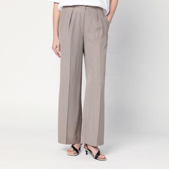 Calvin Klein Womens Ash Grey Trousers In Linen Blend viscose - Size EU 34 (Womens)
