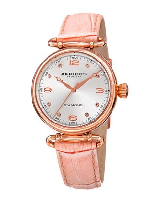 Akribos XXIV Akribos Xxiv Womens Genuine Leather Diamond Watch