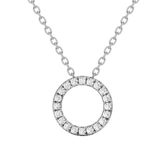 Diamond2Deal 14K White Gold 0.50 Ct Lab Grown Diamond Basic Circle Pendant Necklace