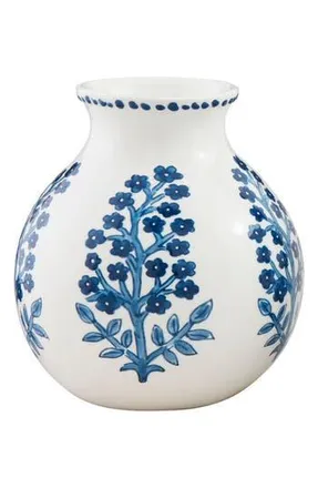 Mud Pie Bloom Block Print Flower Vase in Blue at Nordstrom Rack