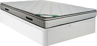 Vente-Unique Conjunto 160 x 200 cm base tapizada blanca + colch&oacute;n de espuma y tela de bamb&uacute; de 23 cm de grosor - ADANA de NATUREA