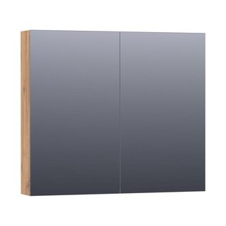 Marcel Breuer Impress Deluxe spiegelkast - 80x70x15cm - interne en externe verlichting - 2 dubbelzijdige spiegeldeuren - Chateau