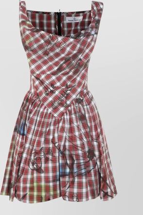 Vivienne Westwood knee length dress asymmetric hem plaid