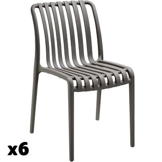 TecTake 6 sillas de jard&iacute;n resistentes a la intemperie y apilables, antracita
