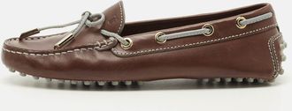 Tod's Tods Brown Leather Gommino Bow Slip On Loafers